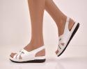 Дамски равни сандали гигант естествена кожа бели EOBUVKIBG